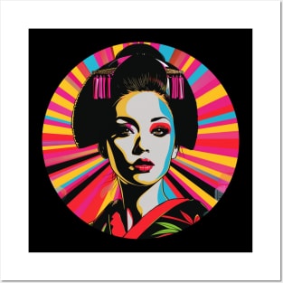 Geisha Pop Art Japanese Woman Round Design Posters and Art